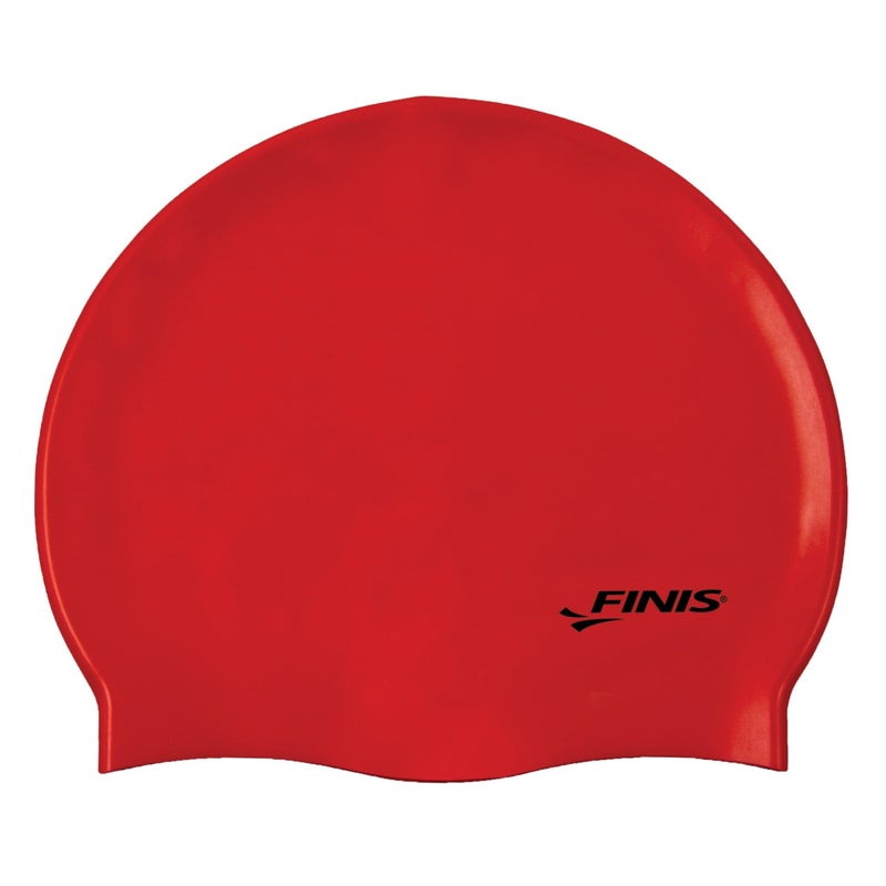 FINIS Silicone Swim Cap - 100% Silicone for Comfort & Durability - Reduces Drag - Chlorine & Sun Protection - Red